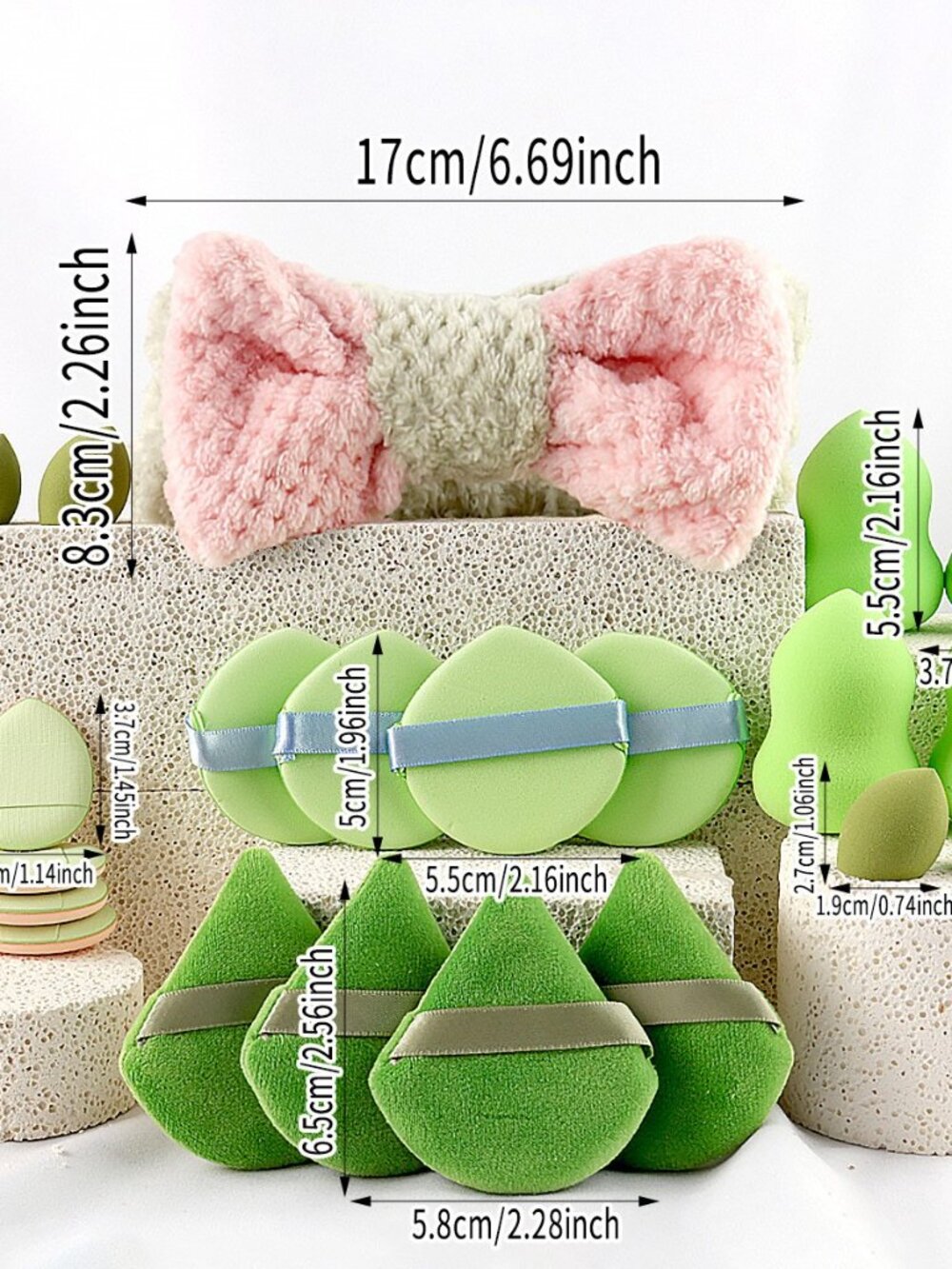 3 of 36 Pcs Green Makeup Tool Kit Cosmetic Brushes with Storage Travel Bag